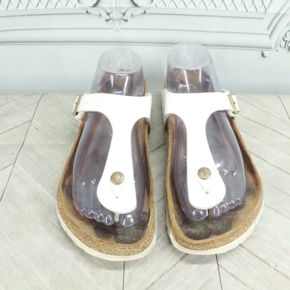 Birkenstock Birko Flor Gizeh White Leather Thong Sandals Size US 8 - Picture 5 of 9